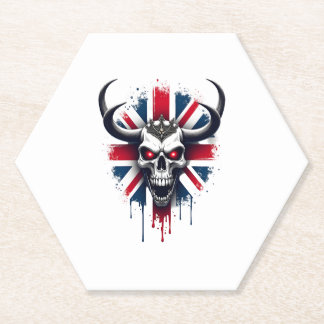 Dessous-de-verre En Papier British Skull England UK Flag Premium T-Shirt (2)