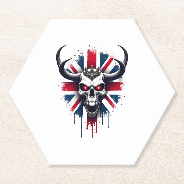 Dessous-de-verre En Papier British Skull England UK Flag Premium T-Shirt (2) (Devant)