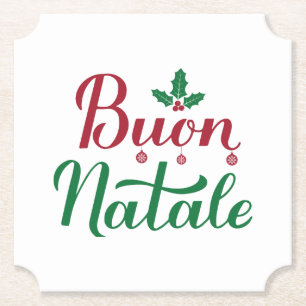 Dessous-de-verre En Papier Buon Natale Noël rouge et vert