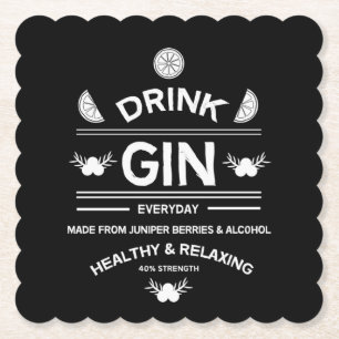 Dessous-de-verre En Papier Buveurs de Gin   Amour du Gin   Décoration Maison 