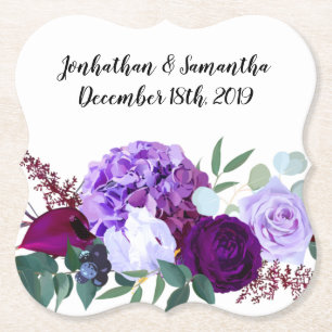 Dessous-de-verre En Papier Buvez des chapeaux Lavande Hibiscus sur blanc