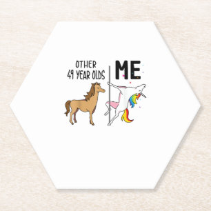 Dessous-de-verre En Papier Cadeau d'anniversaire d'autres licornes de 49 ans 