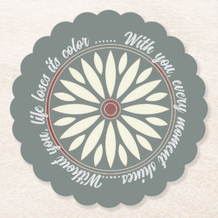 DESSOUS-DE-VERRE EN PAPIER CADEAU FLEUR MODERNE DE MAMAN PAPA SOEUR FILS PATR