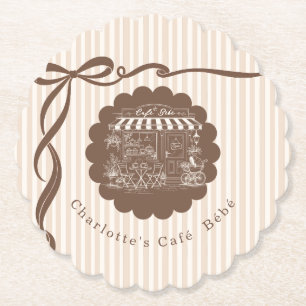 Dessous-de-verre En Papier Cafe Bebe Coffee Bow Stripes Baby Shower