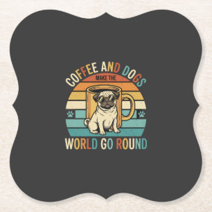 Dessous-de-verre En Papier Café et chiens Pug Rétro amateur
