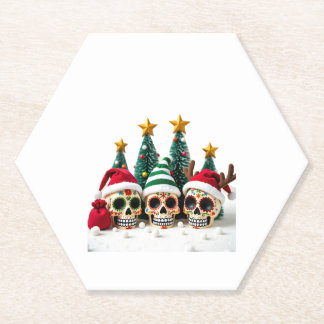 Dessous-de-verre En Papier Calavera Mexicaine Fleur Sainte Crâne de Sucre Noë