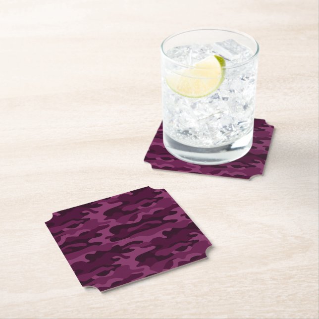 Dessous-de-verre En Papier Camo de couleur violette tyrienne (En situation)
