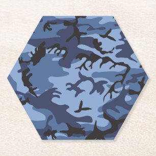Dessous-de-verre En Papier Camouflage bleu marine, Militaire, Armée