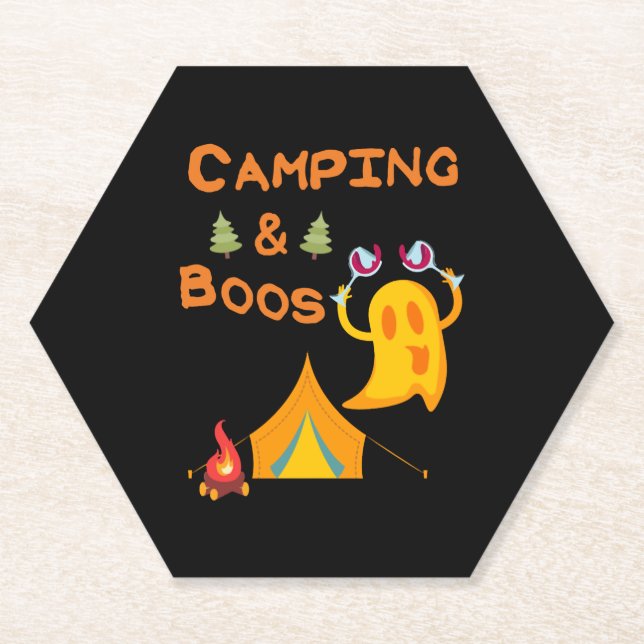 Dessous-de-verre En Papier Camping & Boos Ghosts Vin Camping Halloween (Devant)