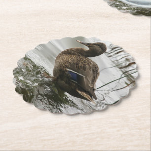 Dessous-de-verre En Papier Canard gris sur la nuit du lac