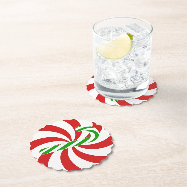 Dessous-de-verre En Papier Candy cane swirl (En situation)