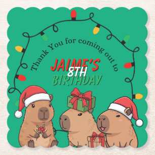 Dessous-de-verre En Papier Capybara Illuminations de Noël Fête d'anniversaire