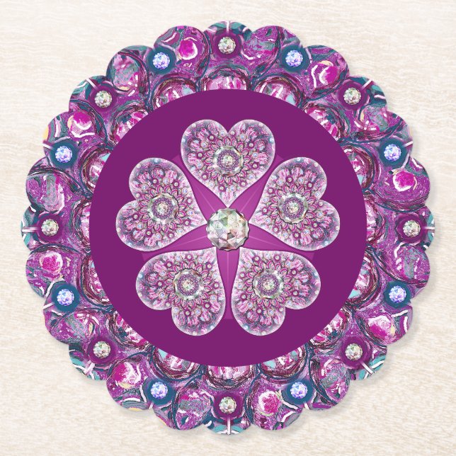 Dessous-de-verre En Papier Cardinal Red Rosace (Devant)