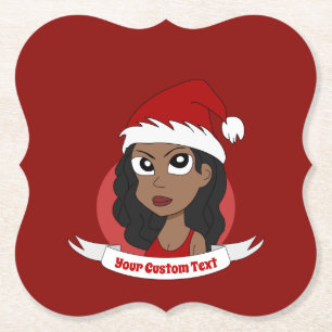 Dessous-de-verre En Papier Caricature de Noël pour la jeune femme
