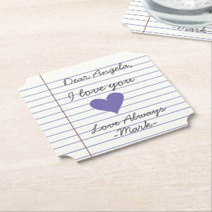 Dessous-de-verre En Papier Carnet manuscrit lettre d'amour ou message personn