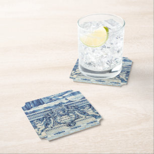 Dessous-de-verre En Papier Carreaux portugais bleus avec deux anges