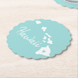 Dessous-de-verre En Papier Carte d'état d'Hawaii amour maison dessous de verr