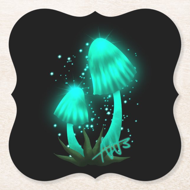 Dessous-de-verre En Papier Casquette de Pixie psychédélique de Cyan brillant (Devant)