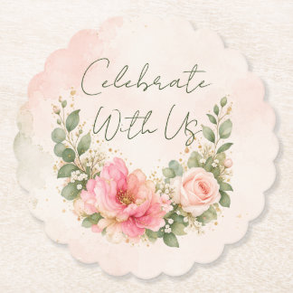 Dessous-de-verre En Papier Célébrez avec nous Fleurs roses pastel Papier sous