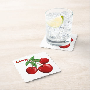 Dessous-de-verre En Papier Cerises Cerise Rouge Design Personnalisé