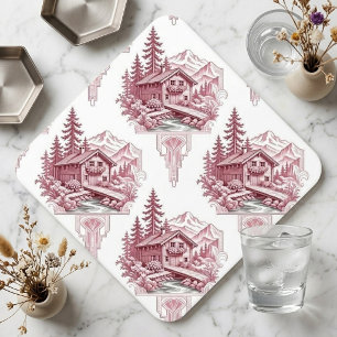 Dessous-de-verre En Papier Chalet de montagne français enneigé Cottagecore Ca