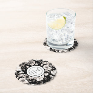 Dessous-de-verre En Papier Chandelles mariages roses noires et blanches