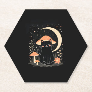 Dessous-de-verre En Papier Chapeau de champignon de chat Cottagecore chaton f