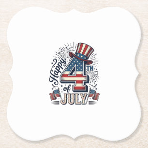 Dessous-de-verre En Papier Chapeau patriotique vintage Happy 4 juillet vecteu