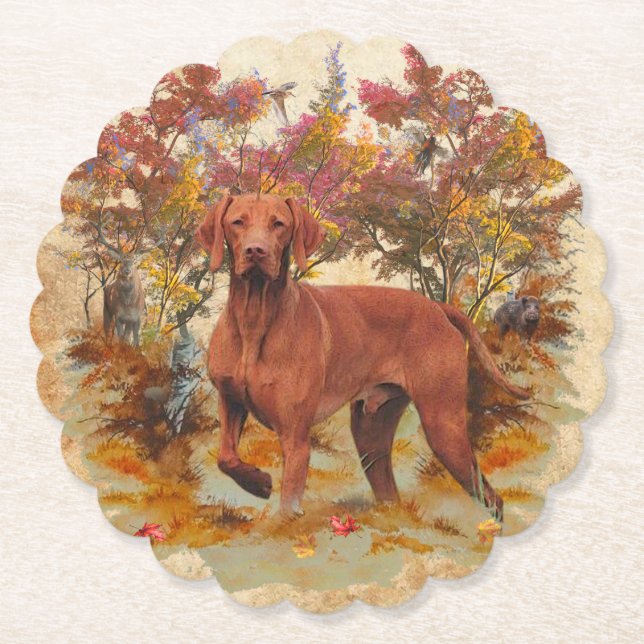 Dessous-de-verre En Papier Chasseurs, partenaires pour la vie Vizsla (Devant)