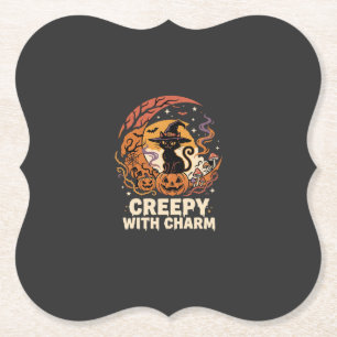 Dessous-de-verre En Papier Chat avec charme effrayant Halloween
