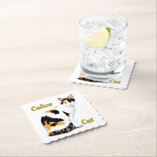 Dessous-de-verre En Papier Chat Calico Personnalisé