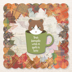 Dessous-de-verre En Papier Chat de congé d'automne