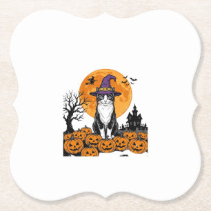 Dessous-de-verre En Papier Chat de Halloween Sorcière Citrouille Vintage Épou