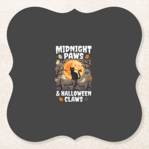 Dessous-de-verre En Papier Chat de lune de méfaits d'Halloween