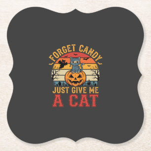 Dessous-de-verre En Papier Chat d'Halloween Oublie des Bonbons Donnez-moi un