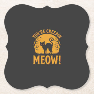 Dessous-de-verre En Papier Chat d'Halloween Tu me fais peur Miaou