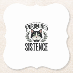 Dessous-de-verre En Papier Chat Drôle Purrminé Sistence Graphique Vintage_1