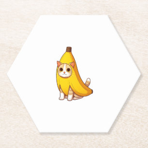 Dessous-de-verre En Papier Chat en costume de banane