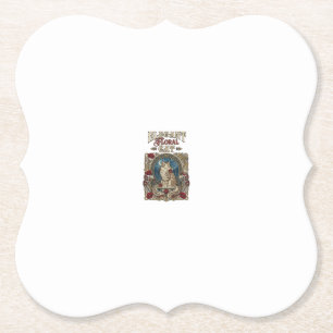 Dessous-de-verre En Papier Chat floral élégant Art Nouveau vintage vecteur