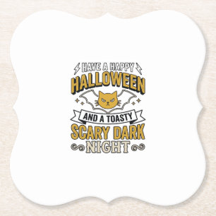 Dessous-de-verre En Papier Chat Halloween Vintage Création Nuit Sombre Effray