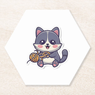Dessous-de-verre En Papier Chat mignonne avec T-shirt classique en fils