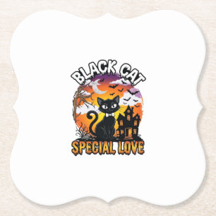 Dessous-de-verre En Papier Chat Noir Amour Spécial Halloween Maison Hantée Ch