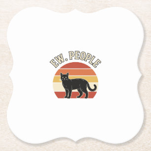 Dessous-de-verre En Papier Chat noir drôle Ew personnes design vintage rétro_