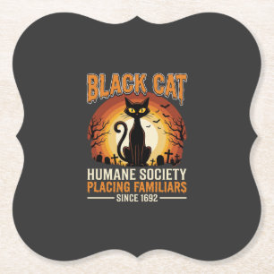 Dessous-de-verre En Papier Chat Noir Halloween Familier Vintage Cimetière Dés