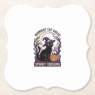 Dessous-de-verre En Papier Chat Noir Halloween Gravure Vintage Chat Citrouill