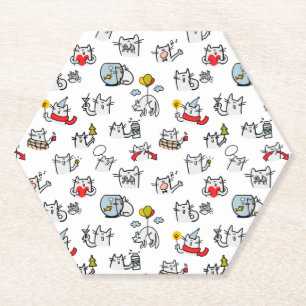 Dessous-de-verre En Papier Chats amusants, lait et magie.