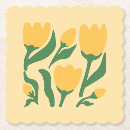 Dessous-de-verre En Papier Cheerful Yellow Tulips Paper Coaster