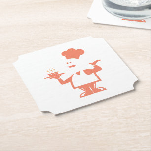 Dessous-de-verre En Papier Chef tenant un bol de soupe