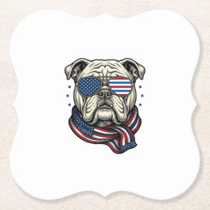 Dessous-de-verre En Papier Chemise à motif de gravure vintage de bouledogue p