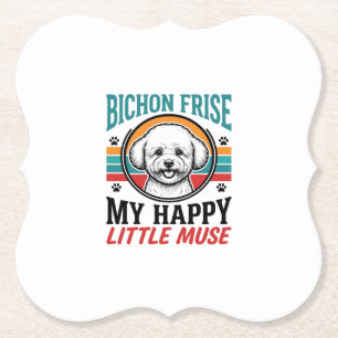 Dessous-de-verre En Papier Chemise Bichon Frise Esprit Vintage Chien Art_1